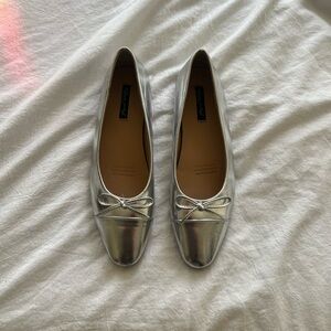 Silver Ballet Flats